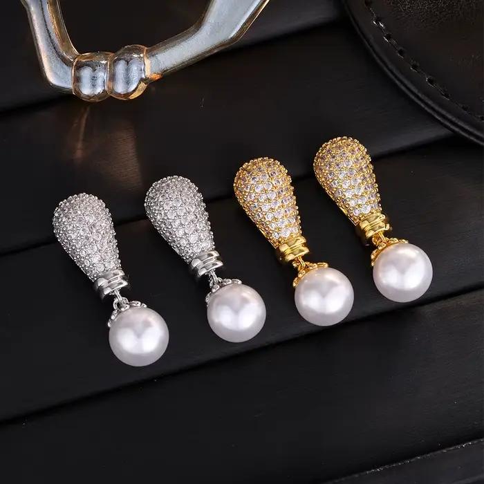 ZAKOL luxe Buling brillant zircone Imitation perle boucles d'oreilles pour les femmes afrique saoudienne à la mode dame fête bijoux