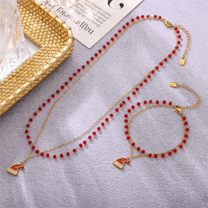 Collier, bracelet et boucles d'oreilles à thème de Noël pour femmes