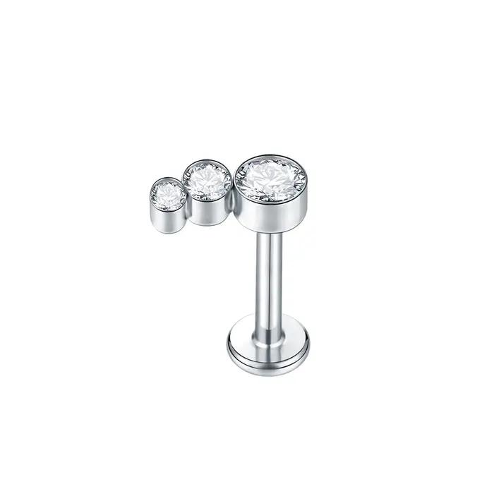 Boucles d'oreilles en titane, Piercing, Cartilage, Tragus, filetage interne, cristal CZ, Labret, ann