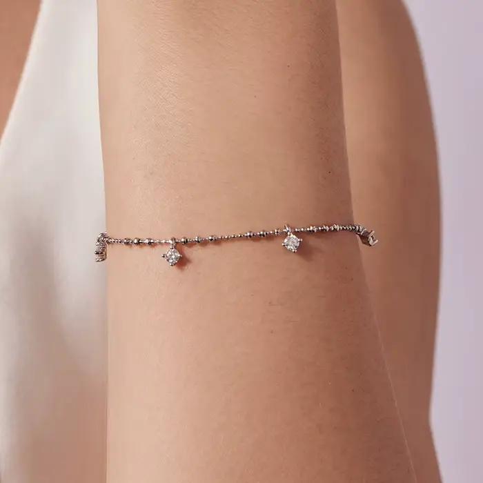Bamoer – Bracelet en argent Sterling 925 pour femmes, design unique avec 5 pendentifs, chaîne de perles, certifié, bijoux fins