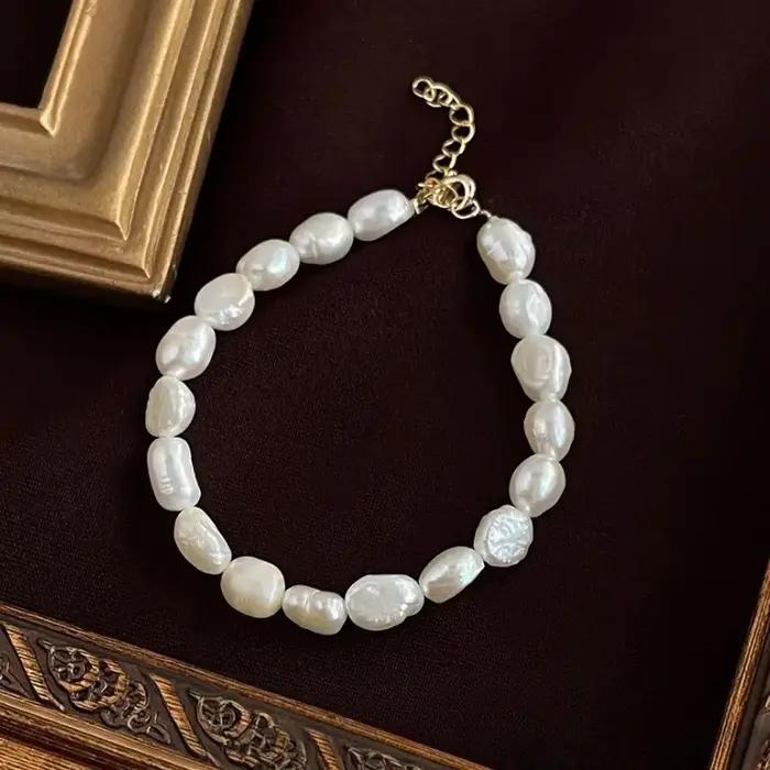 Bracelet Chaîne Ovale Élégant en Perles Simulées Pour Femmes Occasions Spéciales Unisexes Tendance