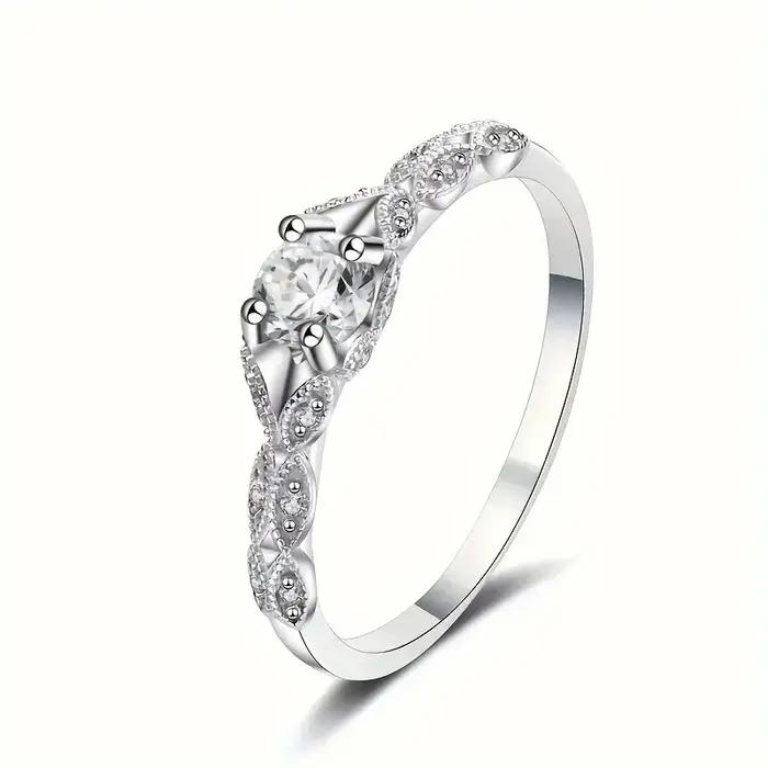 Bague en argent sterling 925 avec zircone pour femme