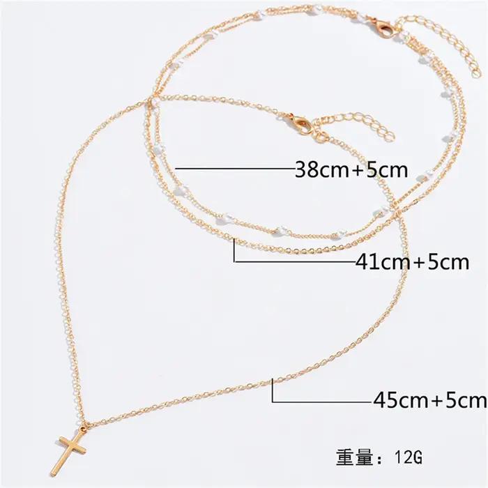 Collier chaîne de perles artificielles à plusieurs niveaux pour femmes