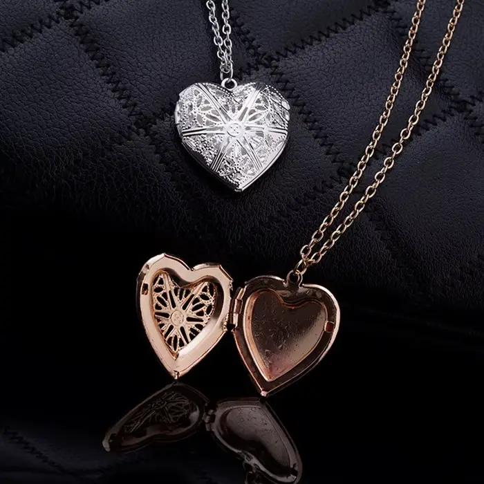 Colliers avec pendentif en forme de cœur creux, Bijoux à la mode, amour, breloque géométrique, cadeau, vente en gros, Bijoux de cou