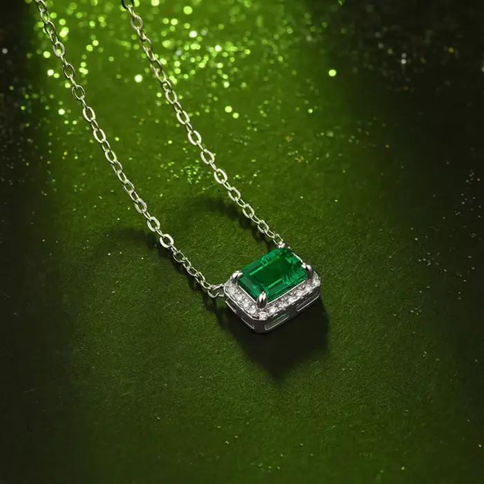 M-JAJA 1ct pendentif émeraude collier S925 en argent Sterling laboratoire cultivé