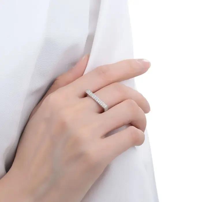 Bague carrée Simple couleur argent pour femmes