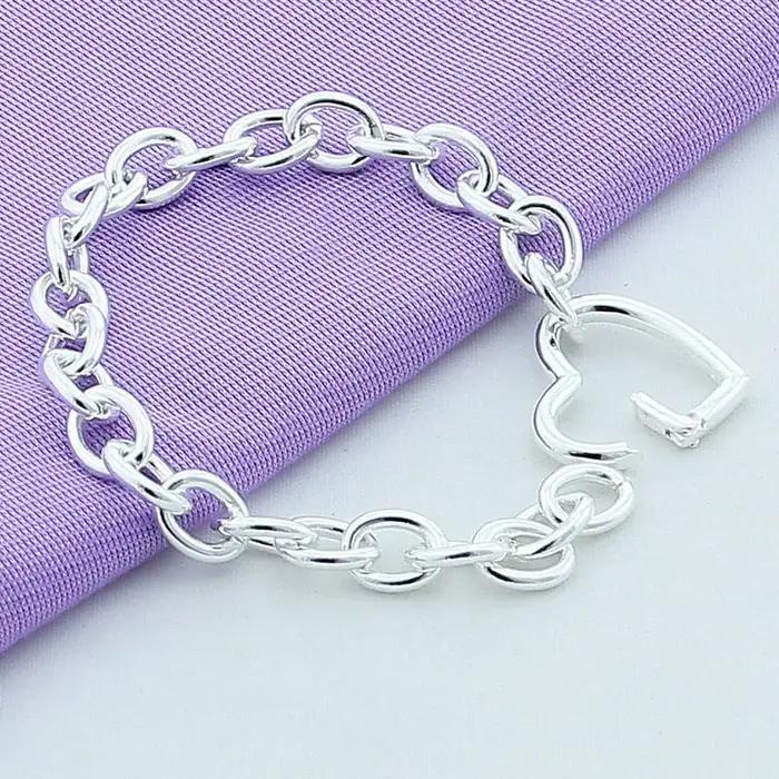 Bracelet en argent sterling 925 motif cœur romantique élégant pour femme cadeau occasions spéciales anniversaire fiançailles mariage