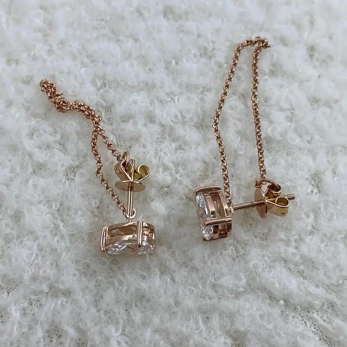 Boucles d'oreilles chaîne en moissanite taille marquise 0