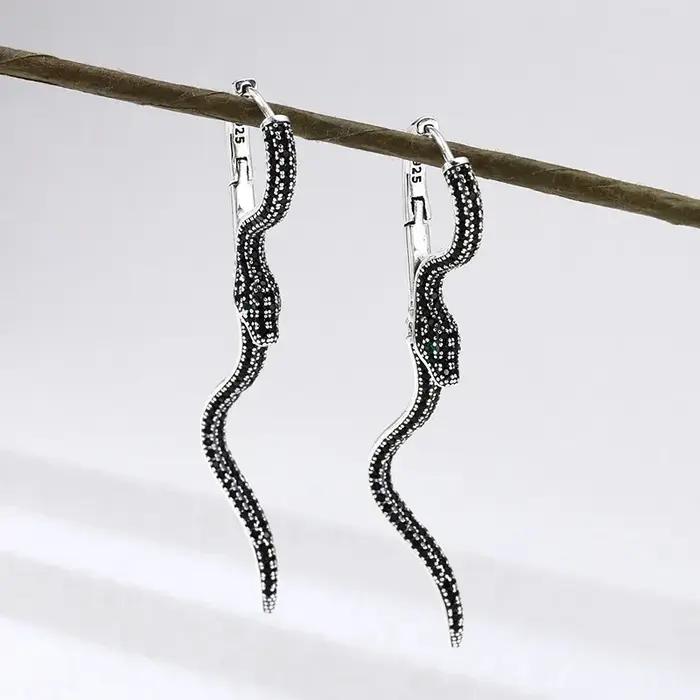 Boucles d'oreilles carrées Vintage en argent Sterling 925 pour femmes