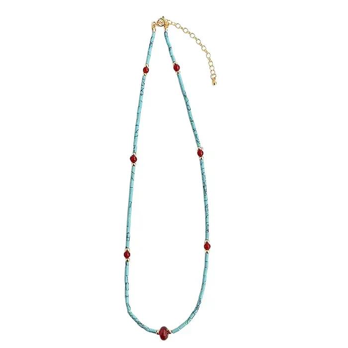 Collier ras du cou en pierre naturelle pour femmes, artisanat fait à la main, bleu, Turquoise, rouge, Agate, chaîne courte, bijoux Vintage