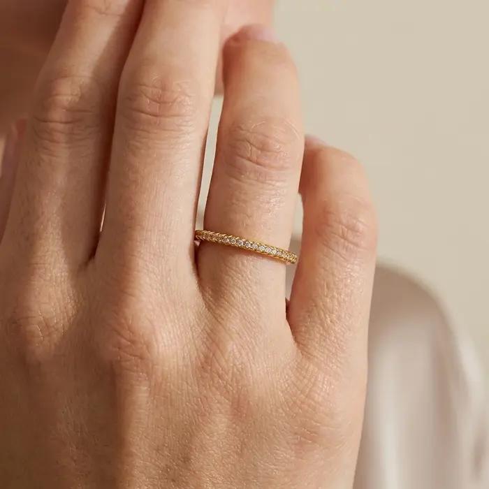 Bague Classique en Laiton Style Éternité pour Femme