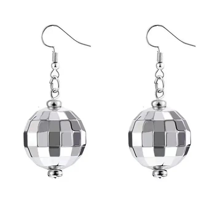 Boucles d'oreilles pendantes boule Disco rétro élégantes