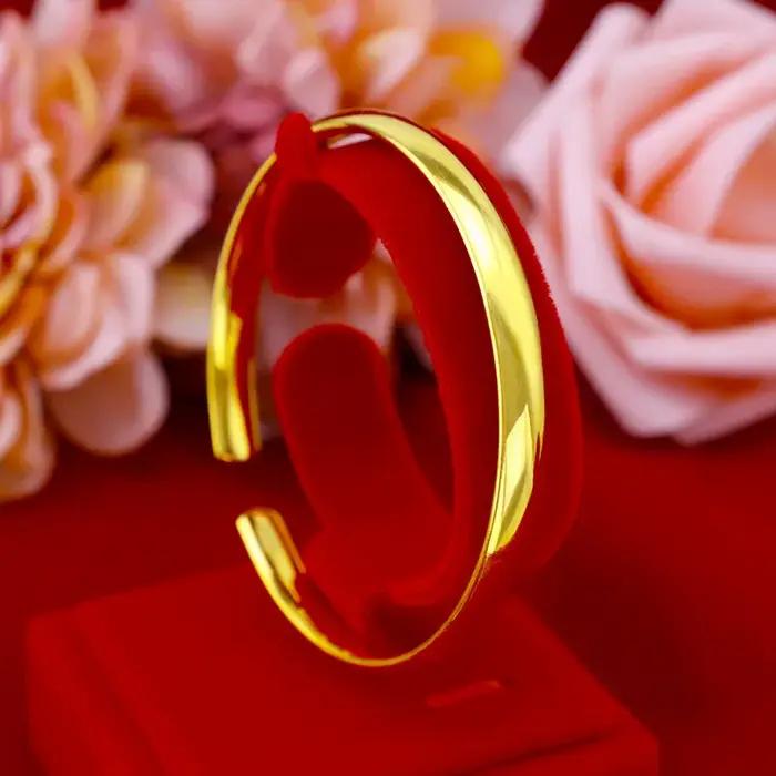 Bracelet manchette classique en or 18k pour femmes, bijou d'amour, cadeau de mariage, vente en gros
