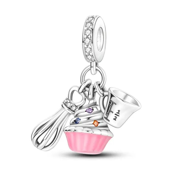 Breloque pendentif en forme de ensemble de trois ustensiles de pâtisserie, compatible avec bracelets