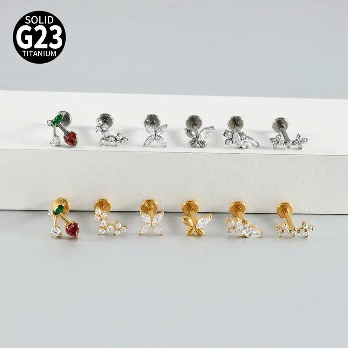 Boucles d'oreilles Dreamlee en titane style moderne triangle zircone cubique pour piercing cartilage tragus helix lobe ajustement supérieur femme occasions spéciales