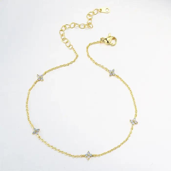 Bracelet de oral ille Everver à Quatre Scalps pour Femme, Délicat, Style Kpop, Ctystal, Jambe Fine E