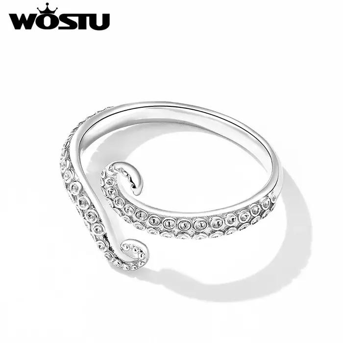 WOSTU Bague ouverte en forme de cheval de mer arc-en-ciel pour femme