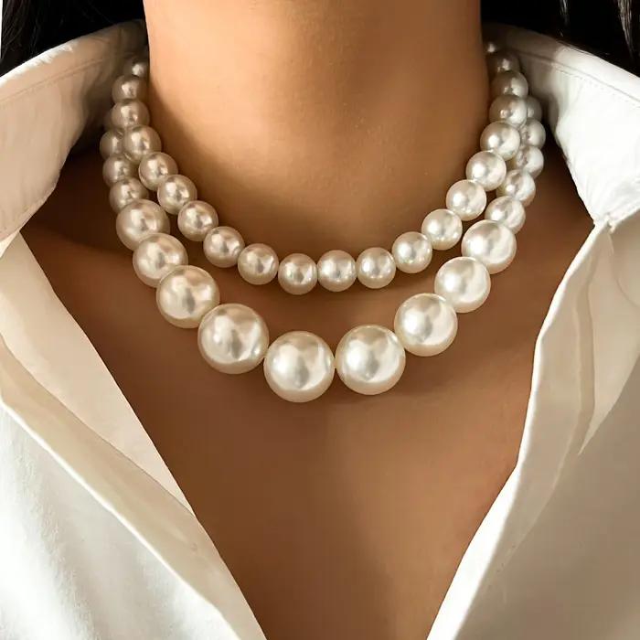IngeSight.Z élégant 2 pièces/ensemble Imitation perle perlée colliers ras du cou pour les femmes 2023 mariage mariée fête bijoux cadeau