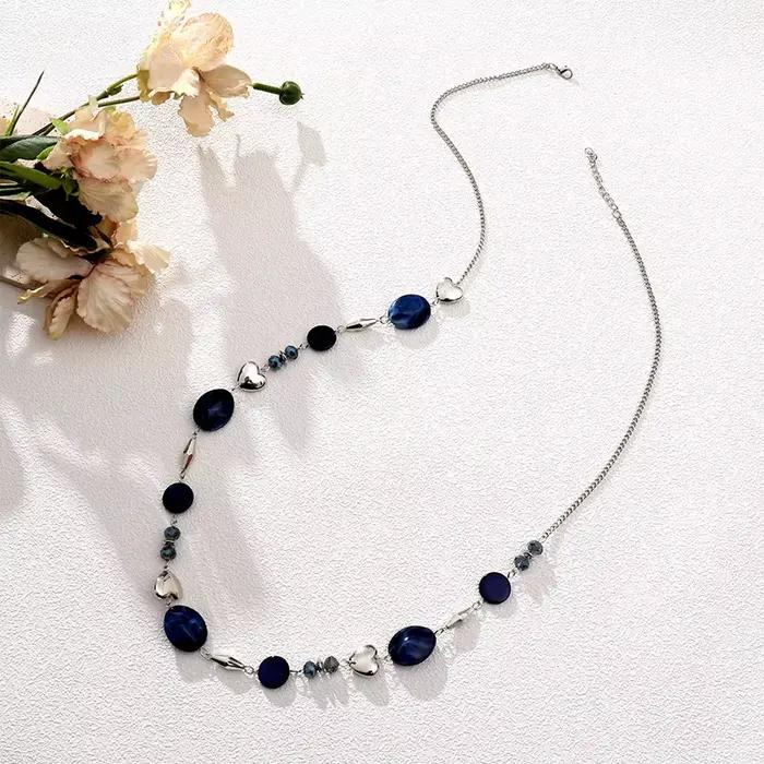Collier géométrique en forme de cœur pour femmes, longs et polyvalents, à la mode, bijoux, cadeau de