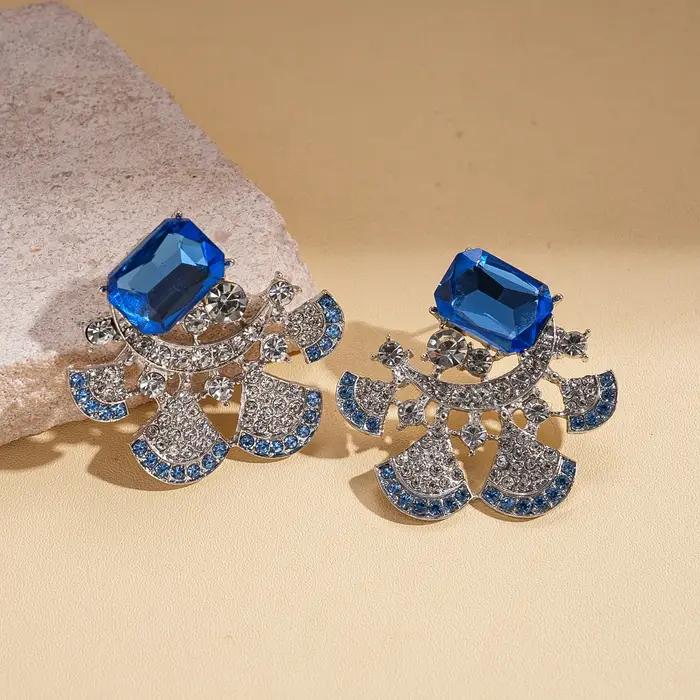 DIGADAGU métal festonné strass géométrique boucles d'oreilles nouvelles boucles d'oreilles glamour élégantes femmes fête bijoux accessoires