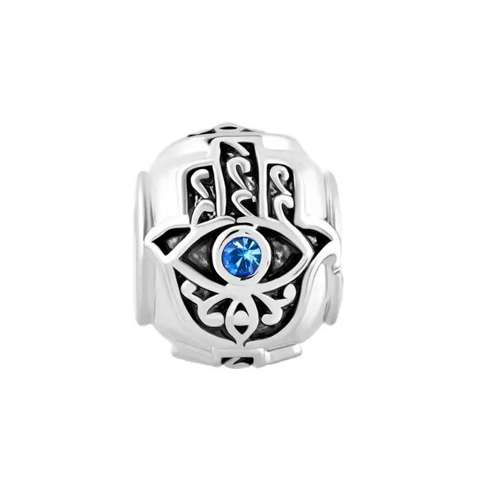 Pendentif en argent 925, motif palme bleue, yeux, papillon, perle, idéal pour bracelets originaux, a