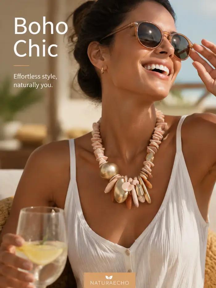 Collier élégant bohème fait main avec perles pour femme – Accessoire de bijouterie tendance pour inspirer vos tenues