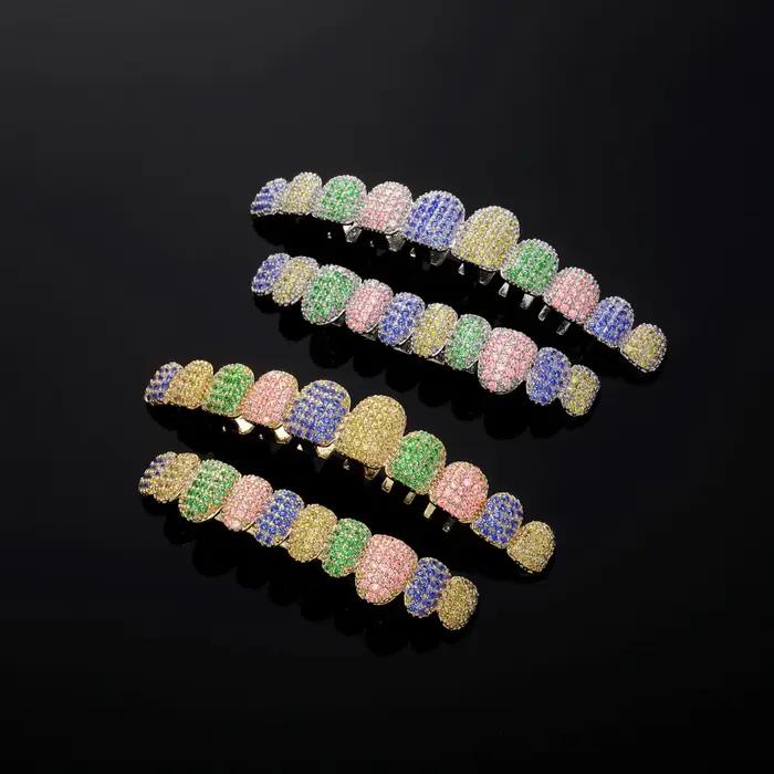 Bague de dents en cuivre sertie de pierres artificielles avec design géométrique pour hommes et femmes, occasions hip-hop et rock