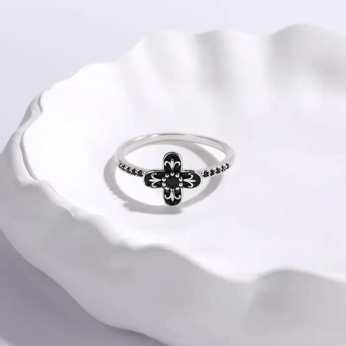 Monkton 100% S925 argent Sterling trèfle noir fleur anneaux pour femmes