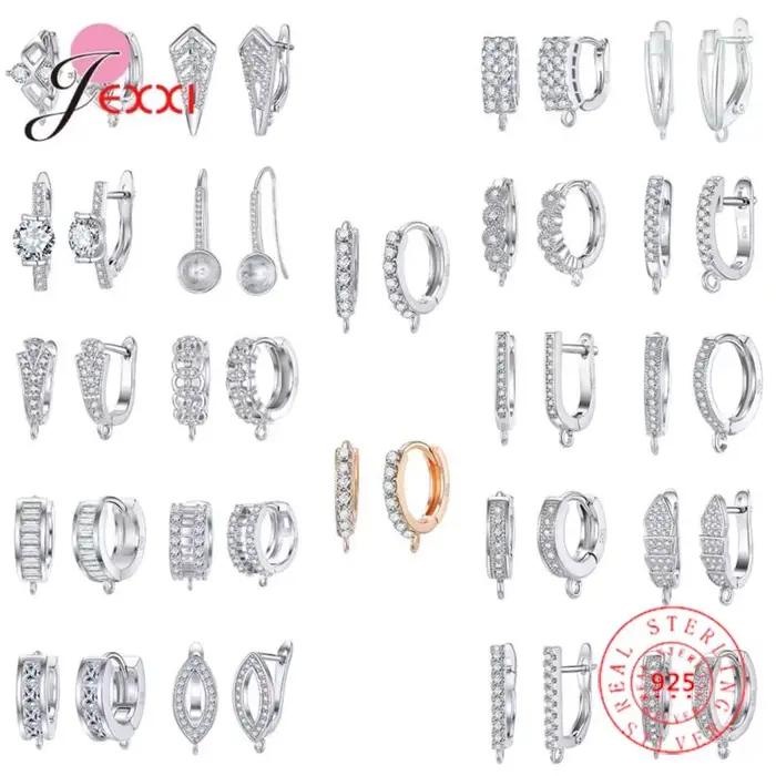 Boucles d'oreilles en cristal style coréen avec fermoirs et crochets en argent véritable pour femmes diverses occasions élégantes et personnalisables