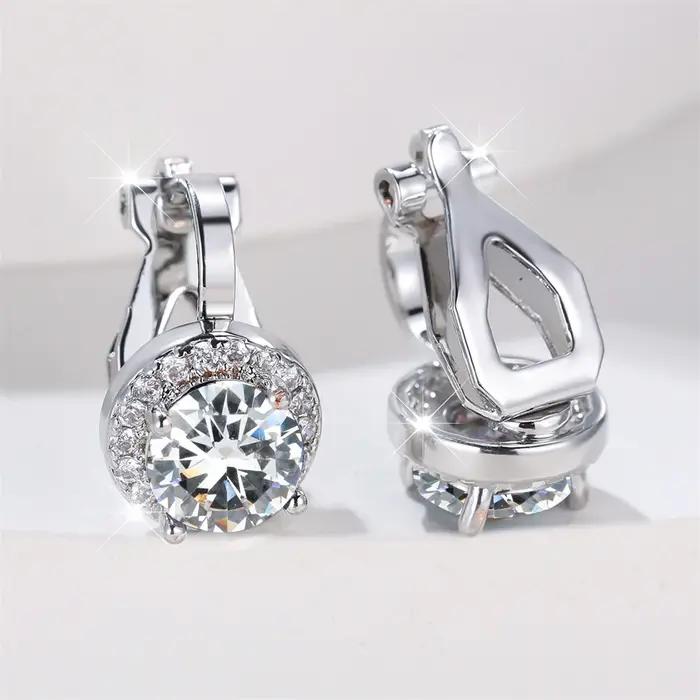 Boucles d'oreilles à Clip en pierre ronde en cristal arc-en-ciel mystique pour femmes