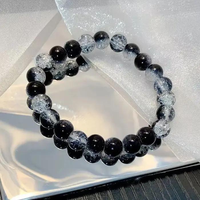 Bracelet de perles rondes élastiques simples pour hommes et femmes