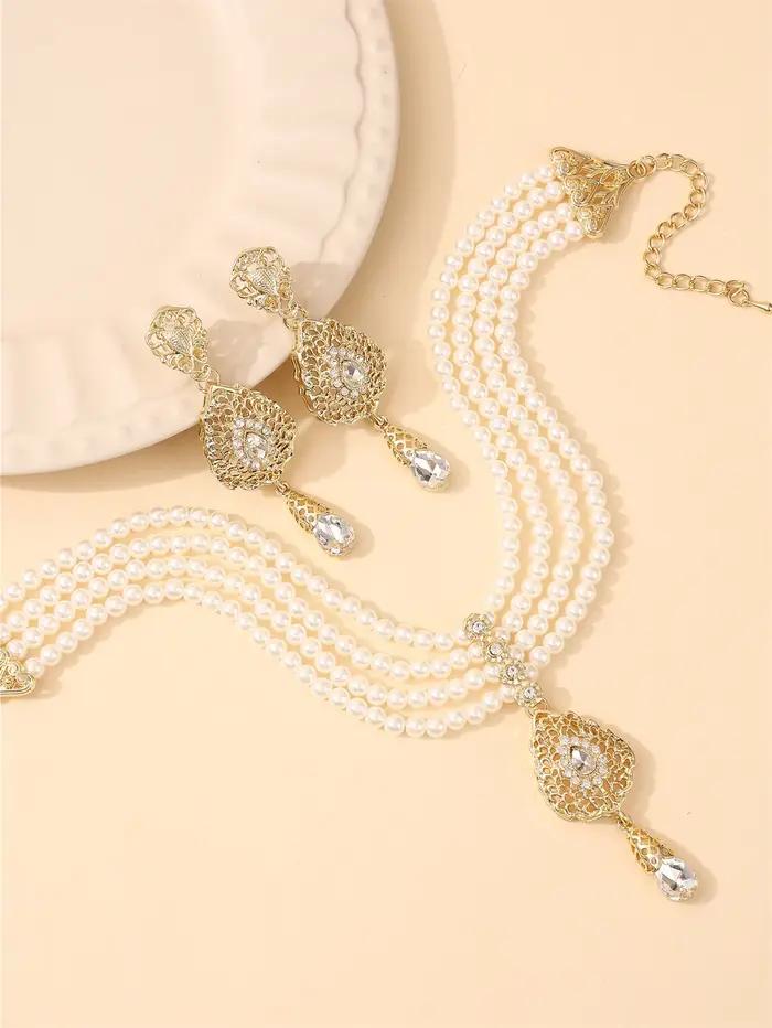 Ensemble de perles algériennes pour femmes, boucles d'oreilles et collier, accessoires abaya pour en