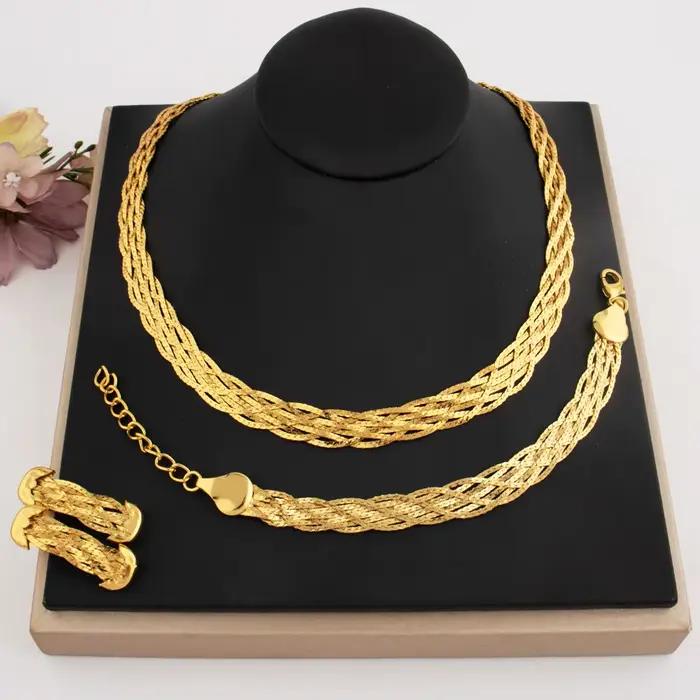 Ensembles élégants pour femmes, collier pour femme, collier tricoté, boucles d'oreilles, bracelet, ensemble de bijoux, ensemble de bijoux brésiliens, cadeaux de haute qualité
