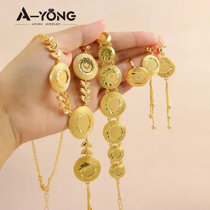 Ensemble de bijoux vintage turcs plaqués or 24 carats pour femmes, bijoux de mariage marocain, cadeaux de fête musulmane pour occasions spéciales
