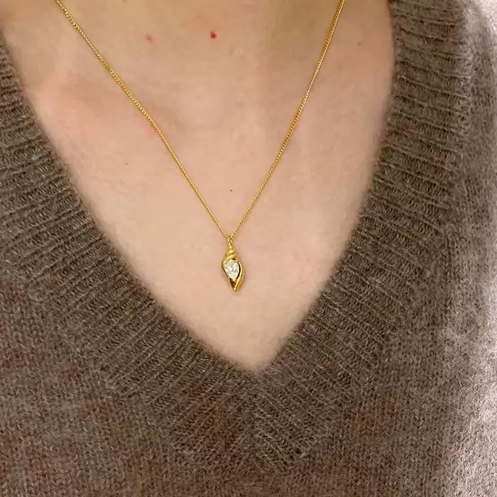 Collier pendentif coquillage zircon ANENJERY pour femme