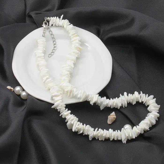 Collier bohème vintage en coquillage naturel pour femmes bijoux hawaïens coquillages lisses chic pour occasions spéciales