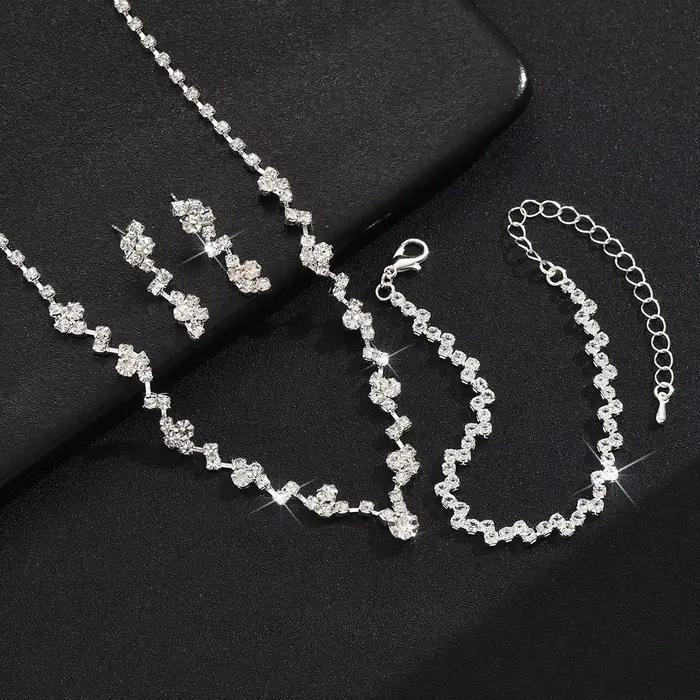BLIJERY nouveaux ensembles de bijoux de Style ondulé Simple pour les femmes collier ras du cou boucles d'oreilles ensembles de bijoux de fête de mariage de mariée