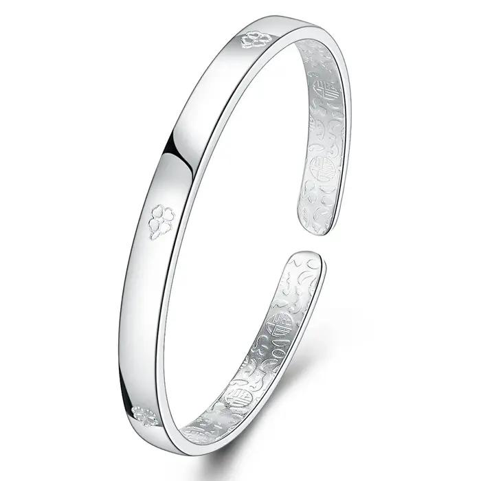 Bracelet porte-bonheur en argent 925 serti de pierres blanches pour femme, élégant bijou de créateur, cadeau pour occasions spéciales