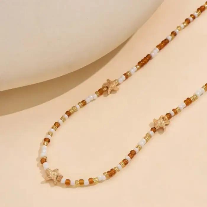 Collier bohème avec pendentif étoile de mer pour femmes