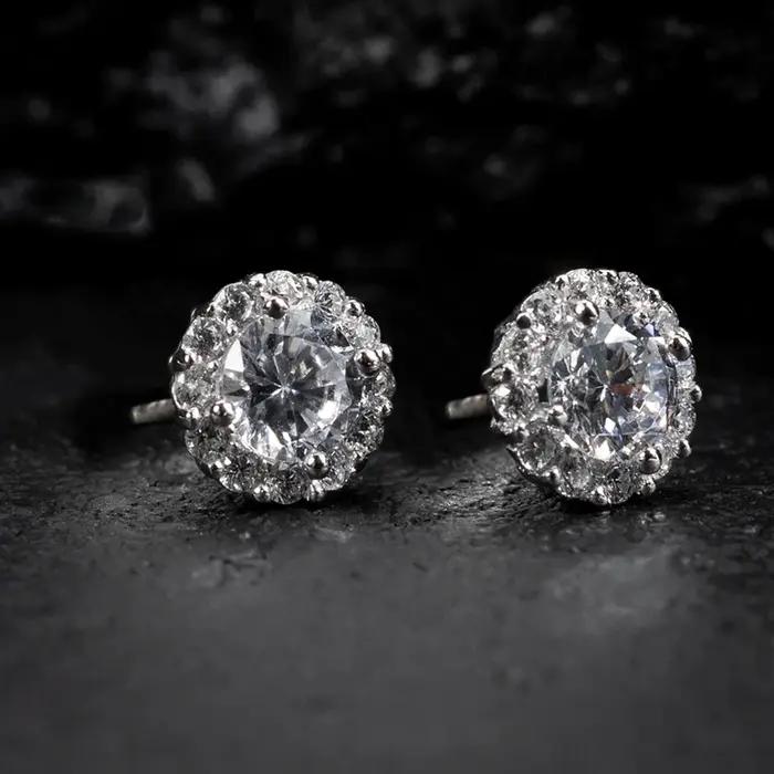Boucles d'oreilles géométriques en zircone cubique élégantes pour femmes et hommes bijoux fantaisie à la mode occasions spéciales cadeau d'anniv