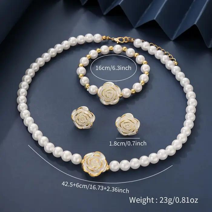 Ensemble de bijoux camélia élégant collier bracelet boucles doreilles romantique pour mariage occasions spéciales femmes