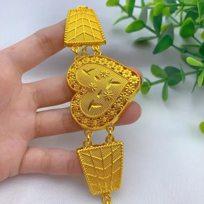 Ensemble collier et boucles d'oreilles couleur or 24 carats du Nigeria pour femme