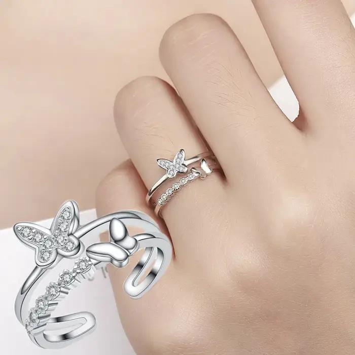Bagues en argent 925 scintillantes avec zircon 5A pour femmes
