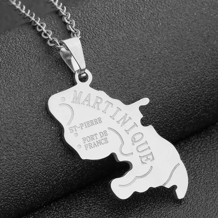 Pendentif en acier inoxydable de la ville de la Martinique pour homme et femme, bijou ethnique pour anniversaire et cadeau culturel caribéen