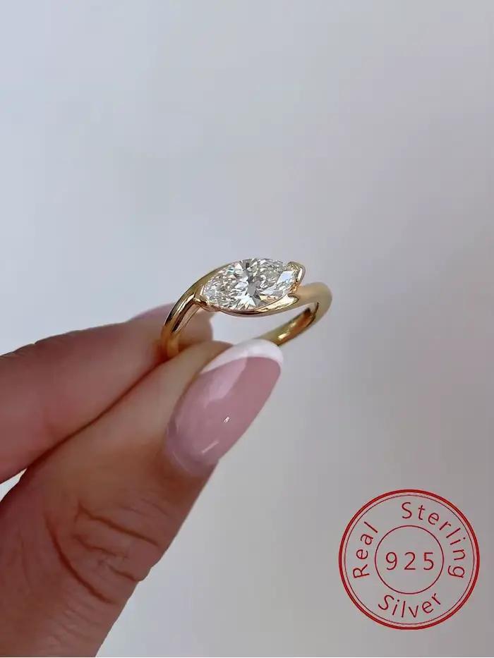 Bague Ondulée Élégante en Argent Sterling 925 pour Femmes Occasions Spéciales Mariage Anniversaire Luxe Haute Qualité Bijoux Fins Cadeaux
