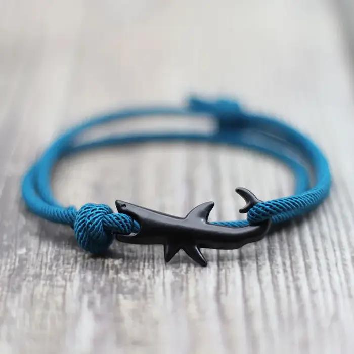 Noter nouveau Bracelet requin unisexe Double couche réglable 3mm cordon chaîne