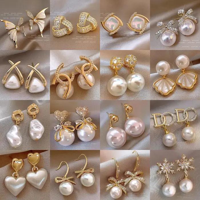 Boucles d'oreilles élégantes aux perles baroques avec nœud papillon sans perçage bijoux de mode de luxe manchette d'oreille pour femmes occasions spéciales
