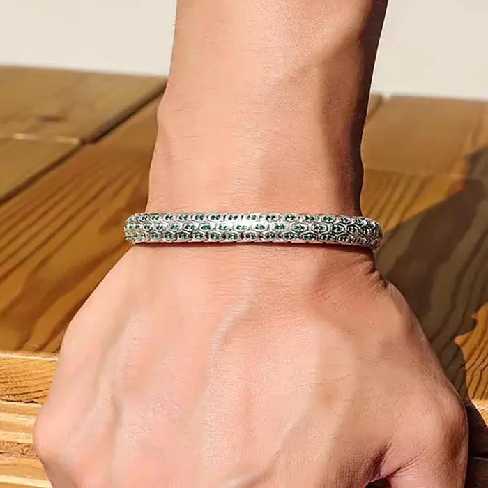Bracelet Serpent Nid d'Abeille Micro-Pavé CZ Saphir Blanc Vert Noir Cristal Zircon Anti-ternissement Bijoux de Soirée pour Elle et Lui