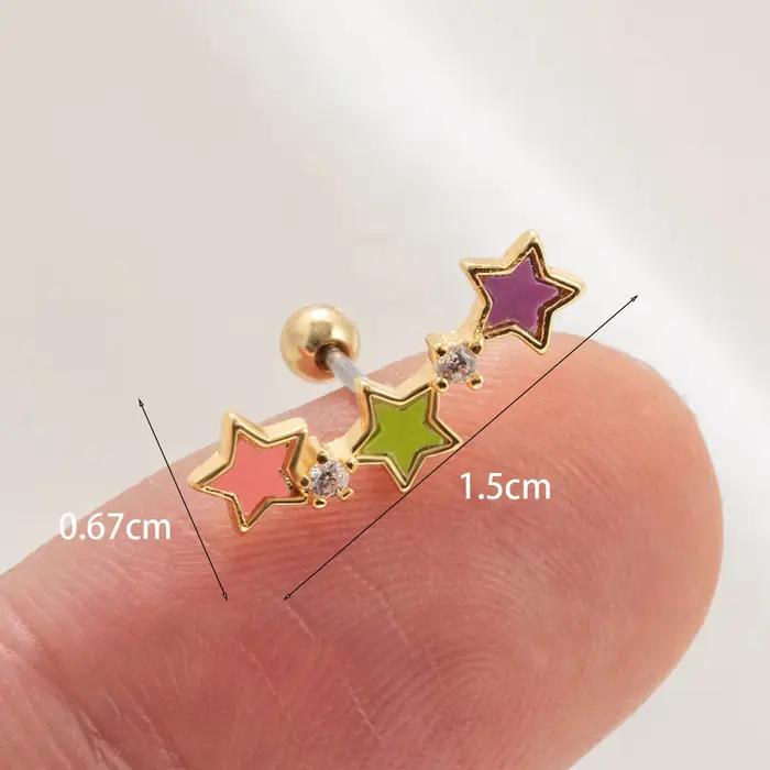Boucles d'oreilles clous avec étoiles acryliques colorées bijoux de piercing hypoallergénique pour femmes occasions spéciales et quotidienne