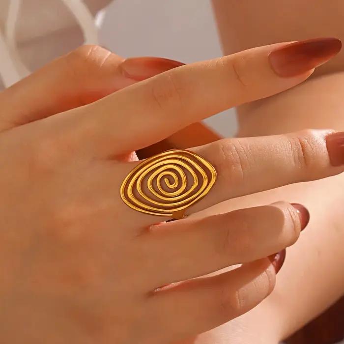 LATS – bague spirale créative en acier inoxydable pour femmes et hommes